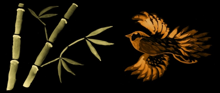 Reddit - daily sketch - sumi-e bamboo and bird at night